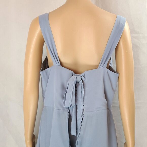 New Mother of the Bride  (16W ) Dusty Blue Chiffon Sleeveless Ruched  Dress - Picture 7 of 10